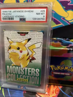 1996 Pokemon Japanese Bandai Pikachu Carddass Vending #25 PSA NM-MT 8 - Image 2