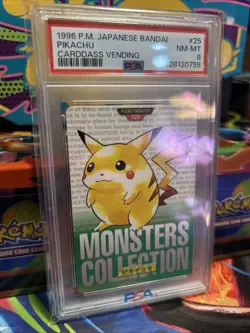 1996 Pokemon Japanese Bandai Pikachu Carddass Vending #25 PSA NM-MT 8 - Image 3