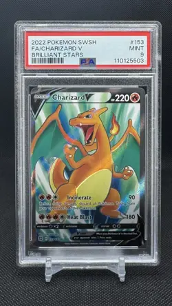 2022 Pokemon Brilliant Stars Charizard V 153/172 Full Art Ultra Rare PSA 9 MINT - Image 1