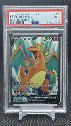 2022 Pokemon Brilliant Stars Charizard V 153/172 Full Art Ultra Rare PSA 9 MINT - Image 2