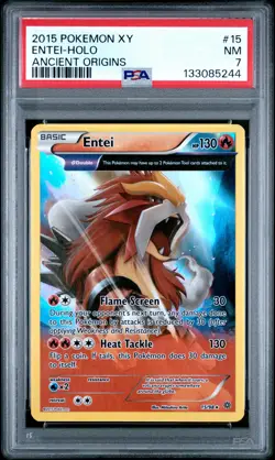 2015 POKEMON XY ANCIENT ORIGINS #15 ENTEI-HOLO PSA 7 - Image 1