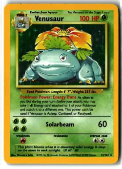 Venusaur ⭐ 15/102 WOTC Holo Rare Base Set 1999 Pokemon NM/LP - Image 1