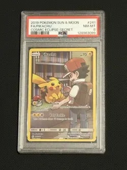 POKEMON PIKACHU SECRET RARE 241/236 COSMIC ECLIPSE HOLO PSA 8 - Image 1