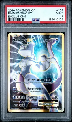 2016 POKEMON XY EVOLUTIONS #103 FULL ART/MEWTWO EX PSA 9 - Image 1