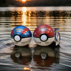 Two! Pokemon Tins POKEBALL & GREAT BALL TCG Tins E25 RARE! 6 Total Booster Packs - Image 1
