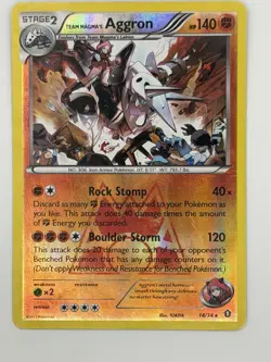 Pokemon TCG Team Magma’s Aggron 14/34 ReverseHolo Rare 2015 XY Double Crisis HP - Image 1