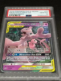 Pokemon 2019 Sm-Unified Minds Mewtwo & Mew GX 71/236 Ultra Rare Holo PSA 10 - Image 3