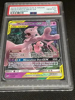 Pokemon 2019 Sm-Unified Minds Mewtwo & Mew GX 71/236 Ultra Rare Holo PSA 10 - Image 4