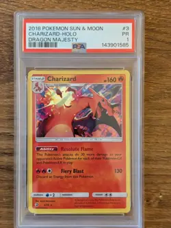 2018 Pokemon SM Sun Moon Dragon Majesty PSA 1 Charizard #3 Holo - Image 1