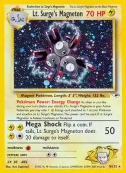 Damaged Lt. Surge's Magneton - 8/132 - Holo Rare - Unlimited Edition Pokemon Gym - Image 1