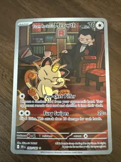 Pokemon Team Rocket's Meowth 203/182 Sv10 Destined Rivals Illustration Rare Holo - Image 1