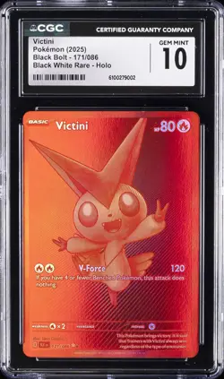 2025 POKEMON BLACK BOLT BLACK WHITE RARE HOLO #171/086 VICTINI CGC 10 GEM MINT - Image 1