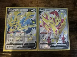 Pokemon Card TCG - Zacian V (Shiny) & Zamazenta V (Shiny) SWSH Promos - NM - Image 1