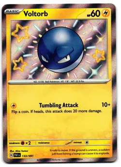 Voltorb 133/091 - Paldean Fates Shiny Rare Pokemon TCG - M/LP Card - Image 1