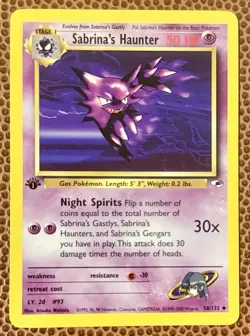 Sabrina's Haunter Gym Heroes 1st Edition Pokemon TCG Card NM Condition - Image 1