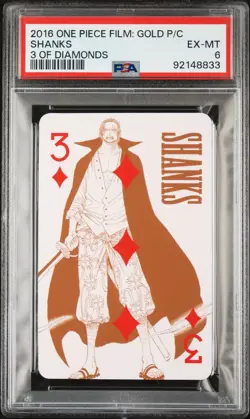 2016 ONE PIECE FILM: GOLD PLAYING CARDS 3 OF DIAMONDS SHANKS PSA 6 - Image 1