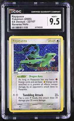 CGC 9.5 Rayquaza 2005 EX Deoxys 22/107 Reverse Holo Stamped Pokemon Card - Image 1