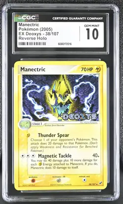 CGC 10 Manectric 2005 EX Deoxys 38/107 Reverse Holo Stamped Pokemon Card - Image 1