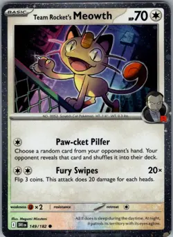 Team Rocket's Meowth (Cosmos Holo) Common Miscellaneous Cards 149/182 NM - Image 1