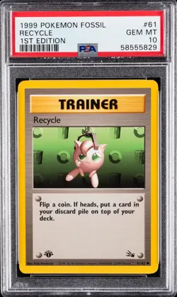 1999 #61 Recycle 1st Edition PSA 10 Fossil Pokemon - Image 1