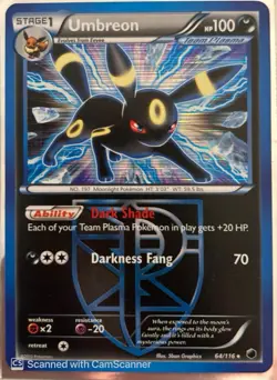 Pokemon Umbreon Team Plasma 64/116 Plasma Freeze Holo Rare English - Image 1