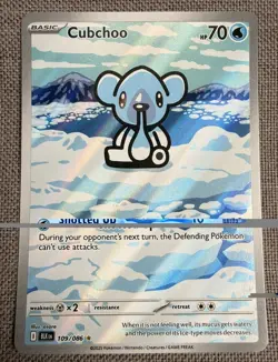 Cubchoo 109/086 Illustration Rare Pokemon TCG SV: Black Bolt NM - Image 1