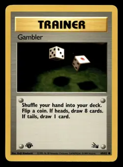 Gambler 60/62 Common Fossil 1st Edition WOTC Pokemon NM - Image 1