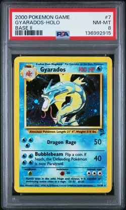 2000 POKEMON BASE SET 2 #7 GYARADOS-HOLO PSA 8 - Image 1