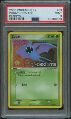Pokemon Zubat Reverse Holo PSA 9 Mint 83/107 Deoxys - Image 1