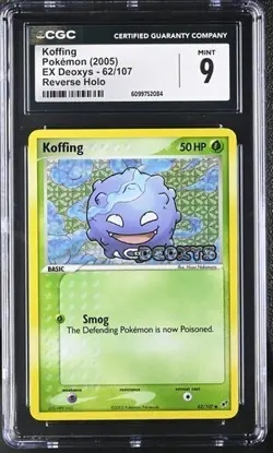 CGC 9 MINT Koffing 62/107 Reverse Holo 2005 Pokemon EX Deoxys Pop 19 - Image 1