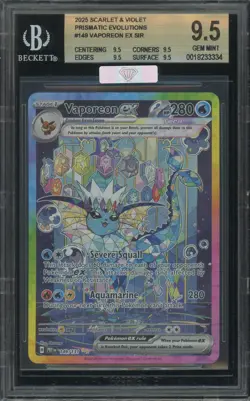 Pokemon Prismatic Evolutions Vaporeon ex 149 SIR BGS 9.5 Quad MBA SILVER DIAMOND - Image 1