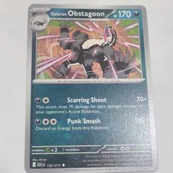 Pokemon TCG Galarian Obstagoon ASC 132/217 Stage 2 170 HP 70/160 Attack Card - Image 1