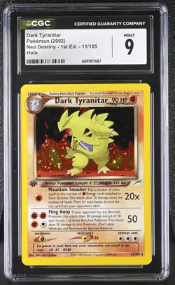 CGC 9 MINT Dark Tyranitar Neo Destiny 1st Edition 11/105 Holo Pokemon Card - Image 1
