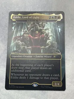 Secret Lair Iron Maiden Eddie, Lord of Light FOIL Nekusar, The Mindrazer in hand - Image 2