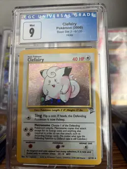 CGC 9 Clefairy 6/130 Holo SWIRL 💫 Base Set 2 Pokemon Card - Image 1