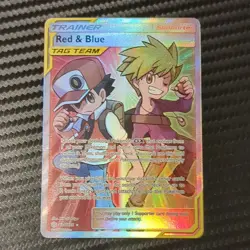 Pokemon Red & Blue MINT TAG TEAM Trainer Full Art Ultra Rare Holo 234/236 - Image 1