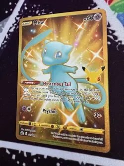Pokemon TCG Mew 025/025 NM+ Celebrations Full Art Ultra Rare Shiny Holo W/Extras - Image 2