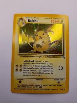 Pokemon TCG Raichu 14/62 Fossil Holo Rare NM - Image 1