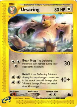 Pokemon TCG Ursaring 110/144 WOTC Skyridge Common VLP - Image 1