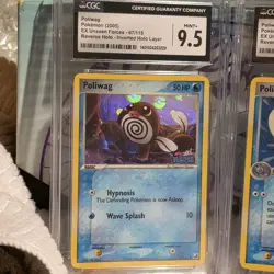 Pokemon EX UNSEEN FORCES Poliwag/Poliwhirl Reverse Holo STAMP | CGC 9.5 | ERROR - Image 2