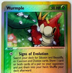 Wurmple EX Ruby & Sapphire 78/109 2003 E Reader Pokemon - Reverse Holo - Creased - Image 4