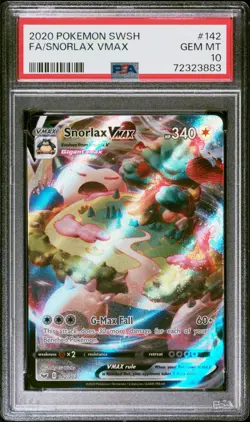 2020 POKEMON SWORD & SHIELD #142 FULL ART/SNORLAX VMAX PSA 10 - Image 1
