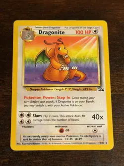 Pokemon TCG Dragonite Fossil 19/62 Non-Holo Unlimited Rare LP - Image 1