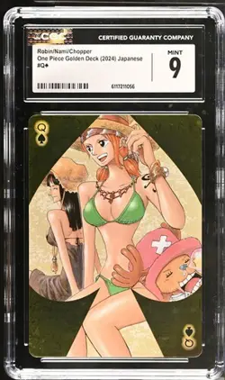 2024 ONE PIECE JAPANESE GOLDEN DECK NAMI ROBIN CHOPPPER QUEEN SPADES CGC 9 MINT - Image 1