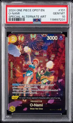 2024 ONE PIECE OP07-500 YEARS IN THE FUTURE SPECIAL ALTERNATE ART O-NAMI PSA 10 - Image 1