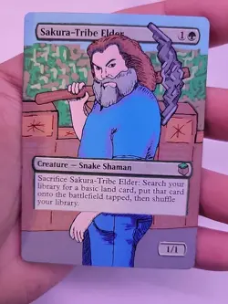 Mtg Altered Art - Sakura Tribe Elder "Steve" Hand Painted Custom Art - Image 5