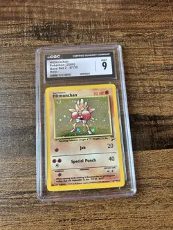 CGC 9 MINT Hitmonchan 2000 Base Set 2 8/130 Holo Pokemon Card - Image 1