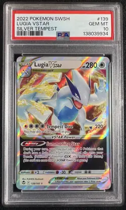 Lugia VSTAR 139/195 Silver Tempest Holo Rare Pokemon Card - PSA 10 GEM MINT - Image 1