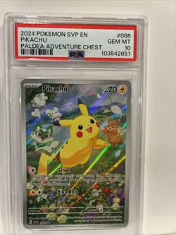 2024 POKEMON SVP EN-SV BLACK STAR PROMO PALDEA ADVENTURE CHEST PIKACHU PSA 10 - Image 1