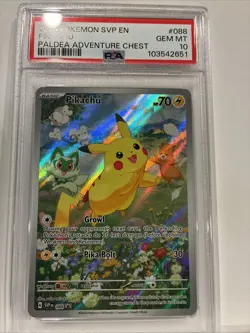 2024 POKEMON SVP EN-SV BLACK STAR PROMO PALDEA ADVENTURE CHEST PIKACHU PSA 10 - Image 2